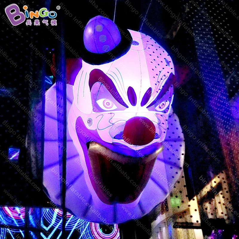 

Personalized 8.5 feet tall giant inflatable halloween clown mask 2.6 meters high inflatable halloween clown with LEDs toys