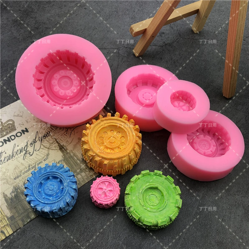 

4Pcs Wheel 3D Model Form Liquid Silicone Cake Molds Chocolate Moulds Ice Cube Soap Fondant Decoration Cake Decorating Tools