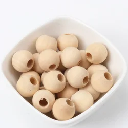 15mm 30pcs Big Hole Natural Flat round Wooden Wheel Beads Fit Jewelry Making DIY KL100