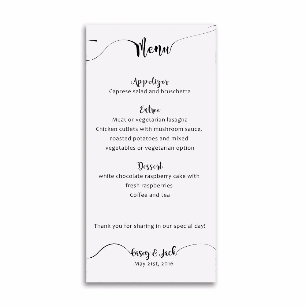 Personalized menu romantic design menu whole set available MU022