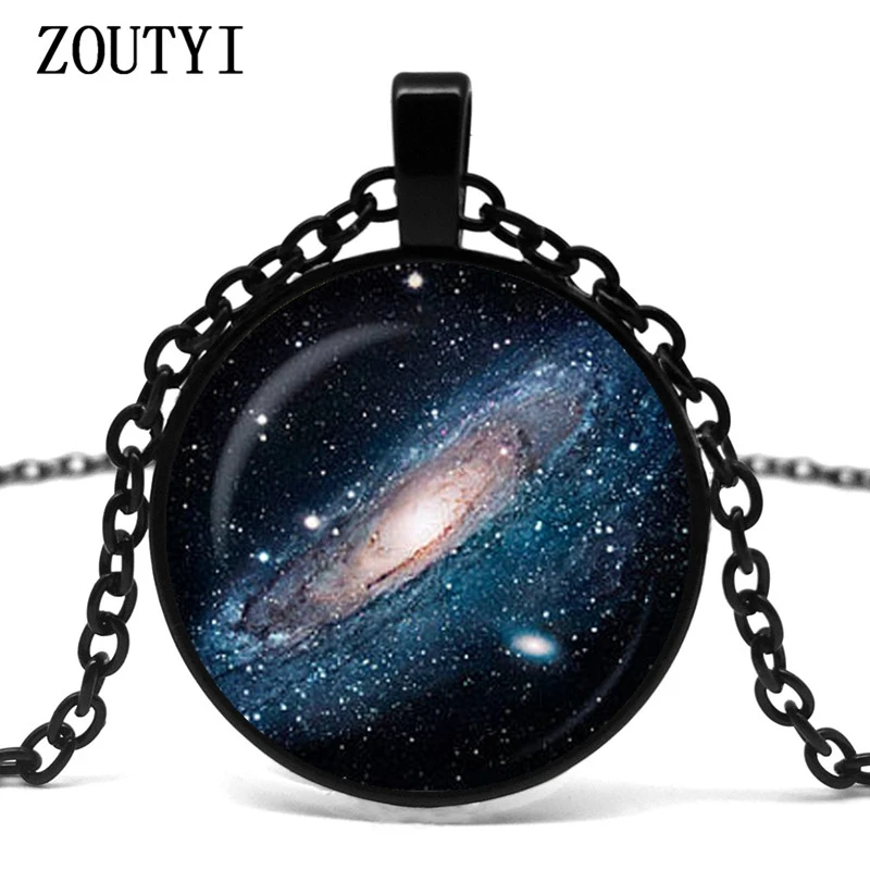 2018 new hot retro spiral nebula pendant windmill Galaxy glass necklace universe jewelry art print pendant