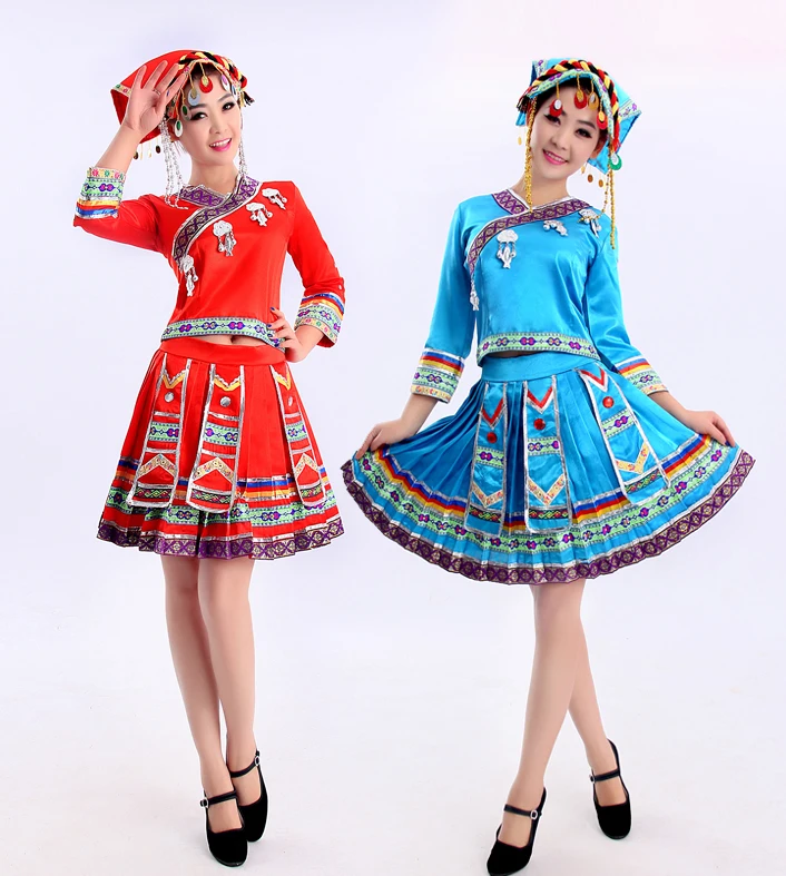 Miao Clothing Hmong  Dance Costume  Pleated Skirt Chinese Traditional Chinese Dress With Headress Dropshipping