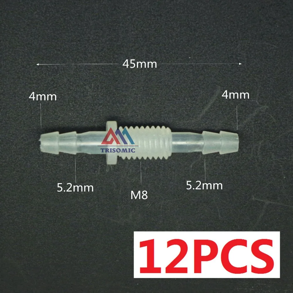 12 peças 4mm-m8-4mm reto que reduz o encaixe plástico farpado que reduz o material métrico do conector pp