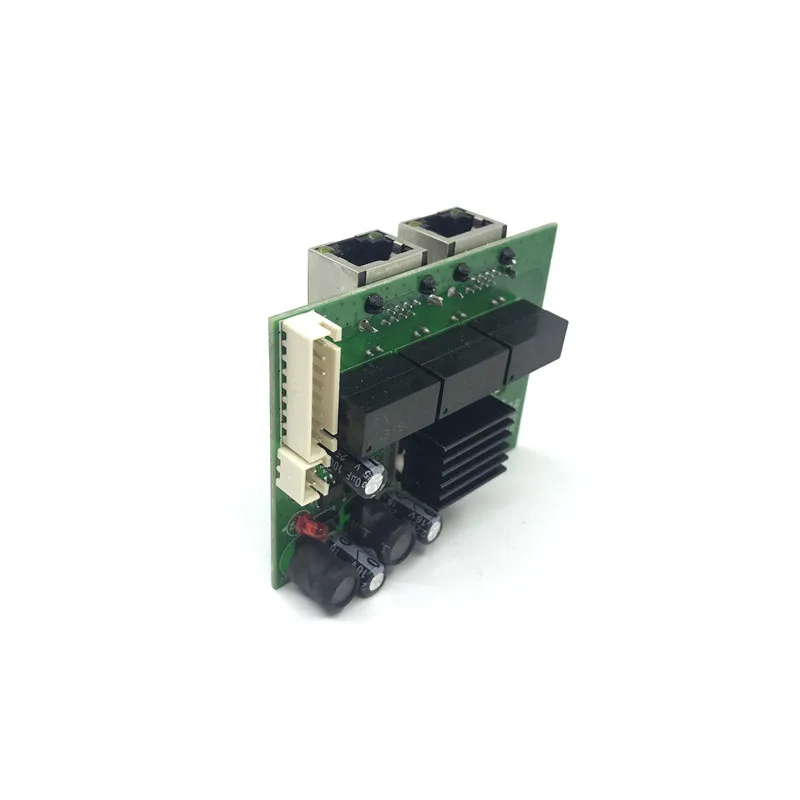 Nhà máy trực tiếp mini nhanh 10/100/1000 mbps 2 port ethernet mạng lan hub board chuyển đổi chuyển đổi hai lớp pcb 2 rj45 1 * 2pin đầu cổng