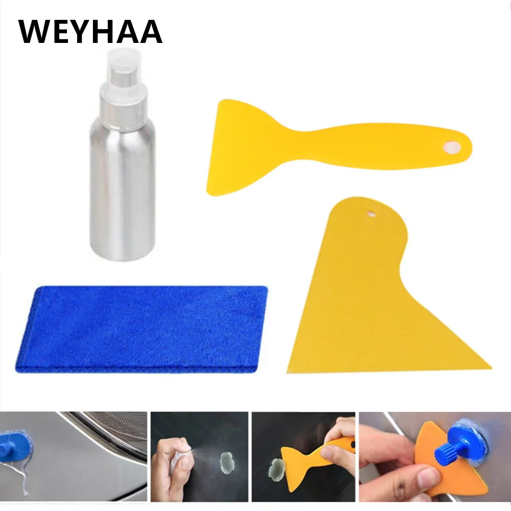 car body repair tools plastic scraper to remove glue from car body with Rag alcohol bottle for removing the silicon