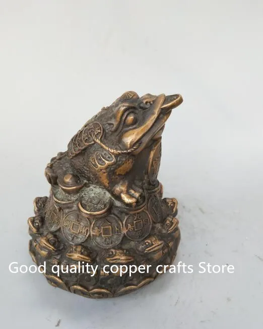 China exquisite brass Gold toad coin wealth crafts statue