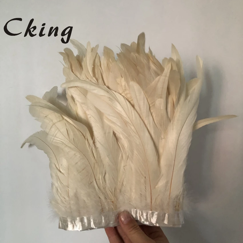 New 2 meters White Rooster Feathers Trim Cloth Sideband Chicken Pheasant Feather Trims fringe Clothing Wedding Feather Ribbon