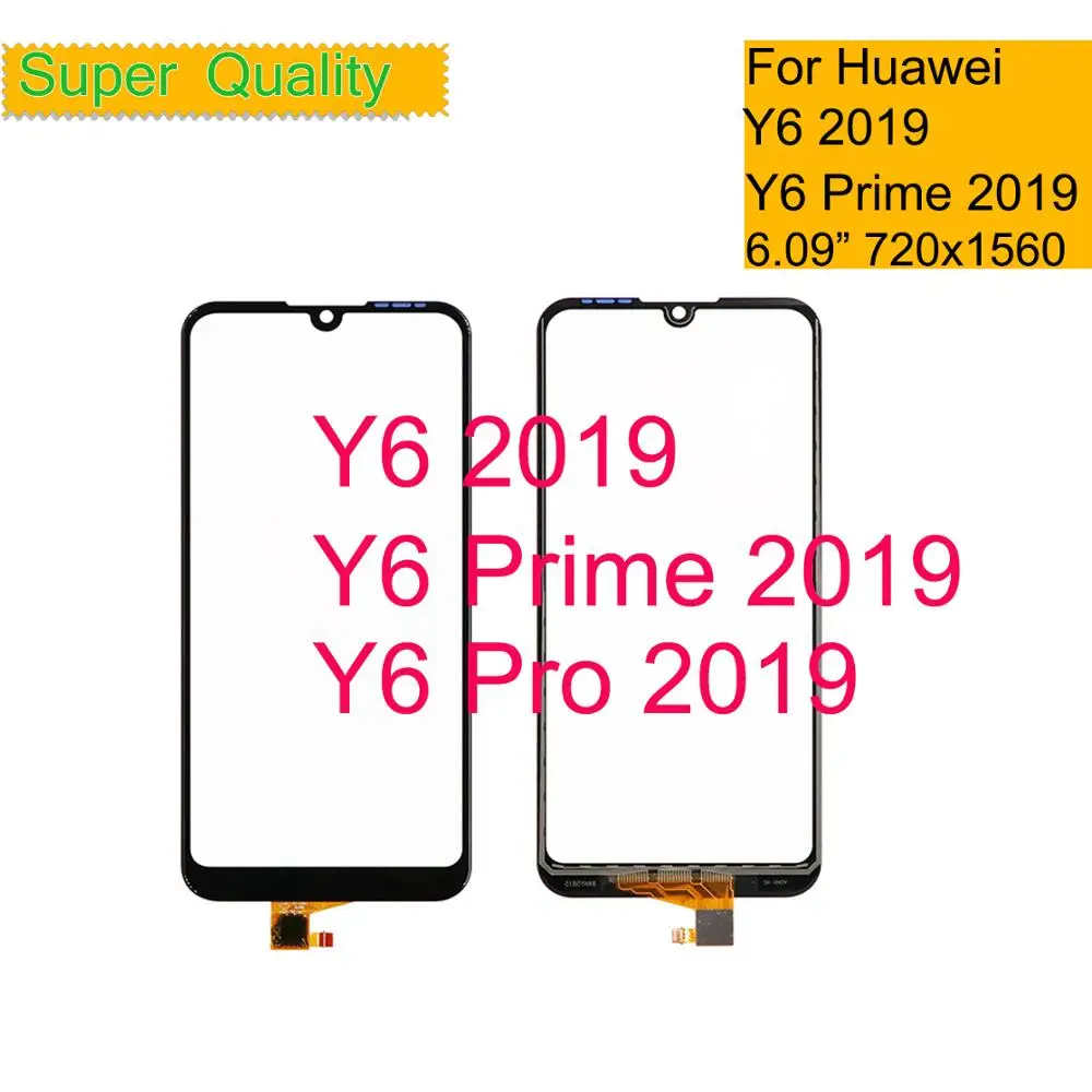 10Pcs/Lot For Huawei Y6 Prime 2019 Touch Screen  Panel Sensor Digitizer Front Outer LCD Y6 Pro 2019 Glass With OCA