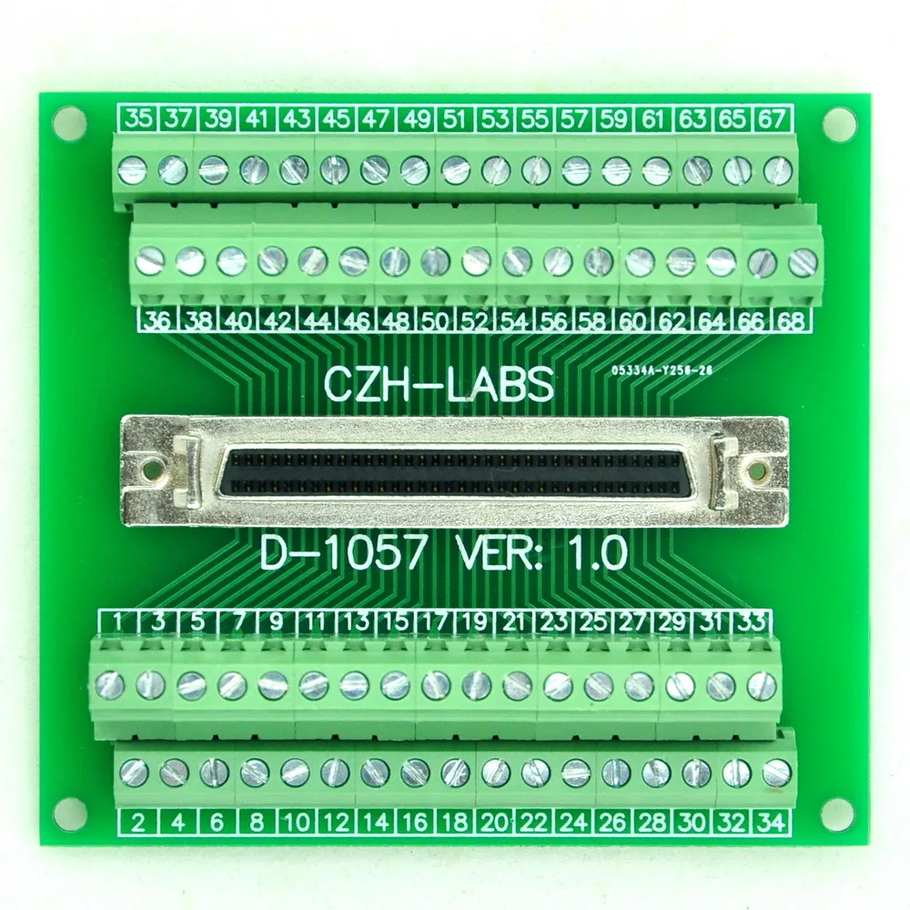 

68-pin Half-Pitch/0.05" D-SUB Female Breakout Board, DSUB, SCSI, Terminal Module