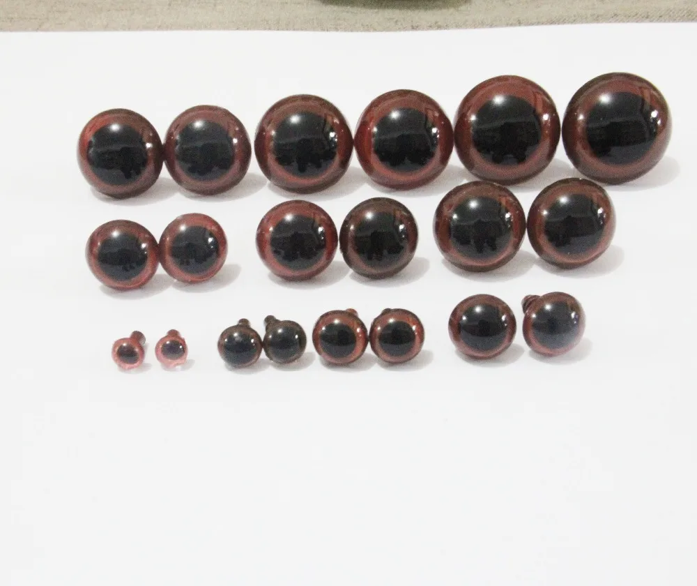 

10pairs/lot 6mm-50mm round plastic safety brown toy eyes with washer for doll plush doll--size option