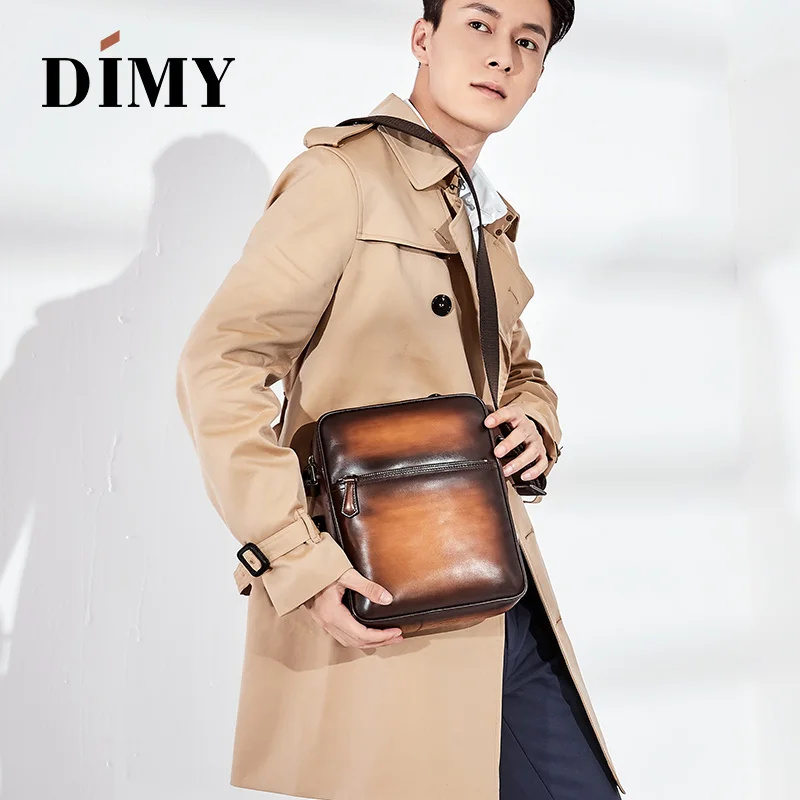 DIMY Messenger Bags Vintage Men Shoulder bag Genuine Leather Mens Crossbody Bags for Messenger men Leather bags Handbags