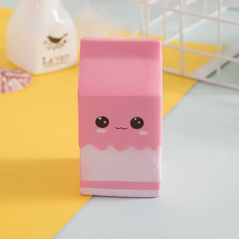 New Pink & White Cute Milk Carton Squishy Funny Toys Slow Rising Novelty Antistress Toy Stress Relief Wrist Exercise Xmas Gifts