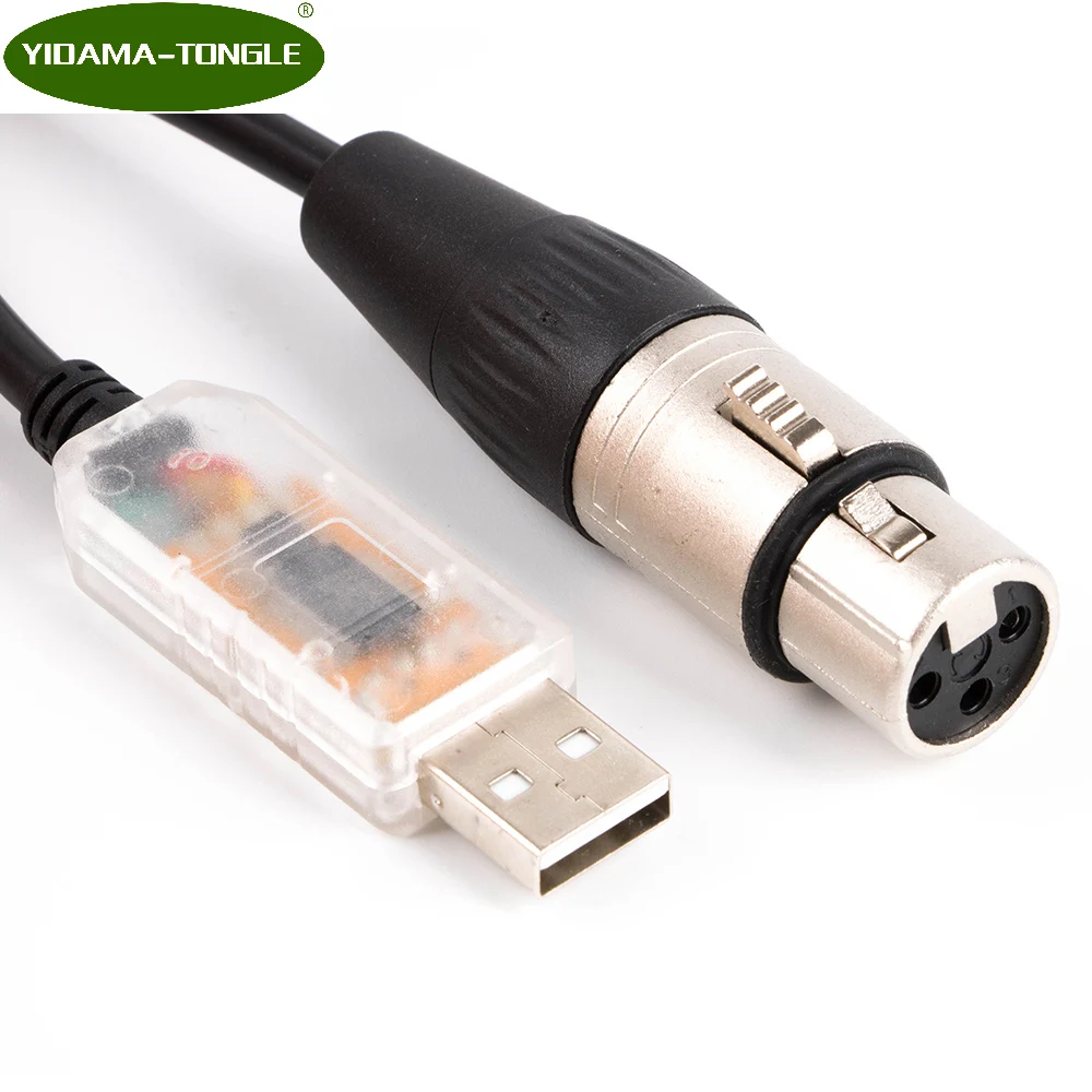 USB RS485 to DMXControl Cable USB TO DMX interface Cable XLR DMX512 Connector Adapter Converter Plug Stage Lighting Cable