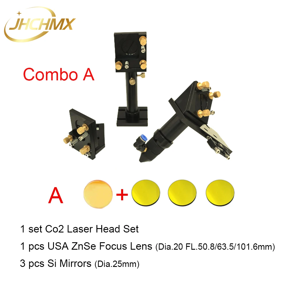 JHCHMX CO2 เลเซอร์ชุดติดตั้ง + 1pc เลนส์โฟกัส + 3pcs Dia.25 Si กระจกสะท้อนแสงสำหรับ co2 เครื่องแกะสลัก