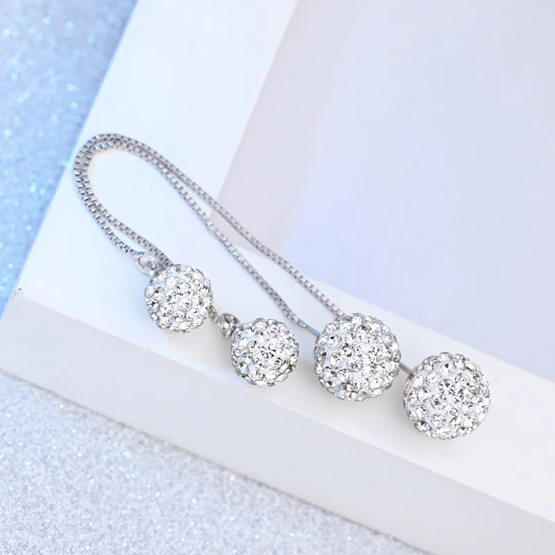 925 Silver Needle Fashion Shiny Crystal Shambhala Ladies Drop Earrings Jewelry Female Women Anti Allergy Drop Shipping