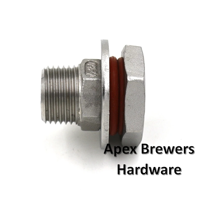 Hex Nut Weldless Bulkhead 1/2'' MPT,Brewer Hardware