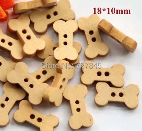 50 unids/lote tamaño: 18*10mm lindos botones de madera con forma de hueso para accesorios de ropa artesanales botón de costura precio al por mayor (KK-437)