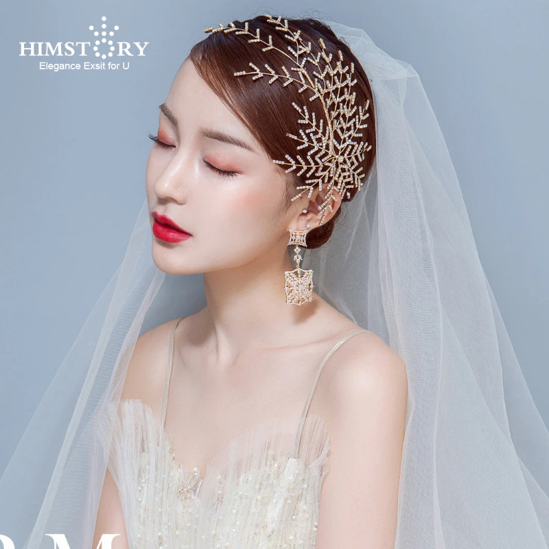 Himstory งานแต่งงานเจ้าสาว Hairpins สาขาคริสตัล Hairgrips เครื่องประดับผมอุปกรณ์เสริม Pins Hairwear เครื่องประดับ