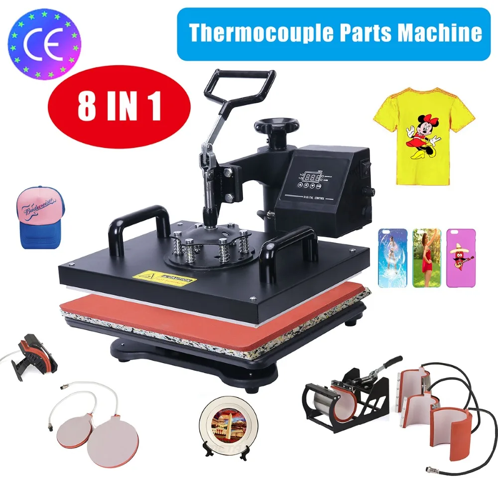 UPDATED High Quality 8 In 1 Combo Heat Press Machine,Sublimation machine ,Plate/Mug/Cap/TShirt heat press,heat transfer machine