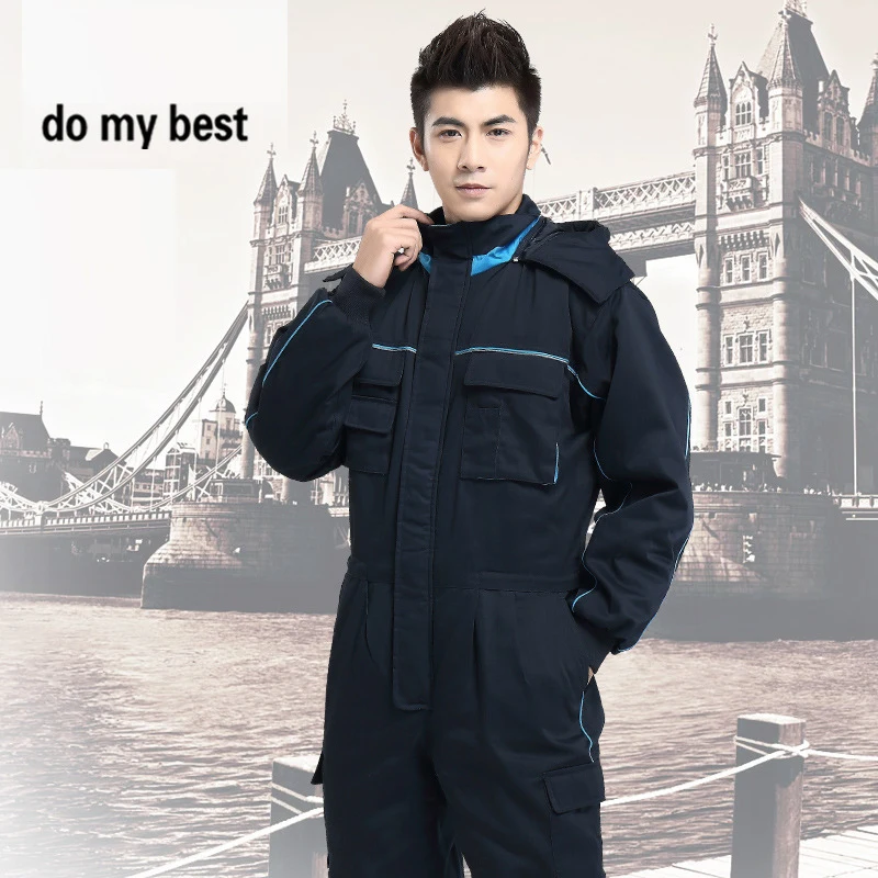 Company Worker Uniform Factory Working Clothes Warm Cotton Clothing Coveralls Autumn and Winter Work Clothes Jumpsuit