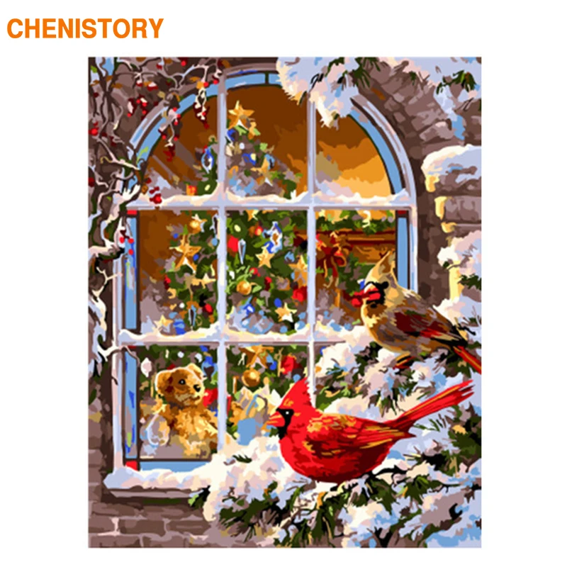 

CHENISTORY Frame Christmas Snow DIY Painting By Numbers Landscape Modern Wall Art Picture Hand Painted Oil Painting For Home Art