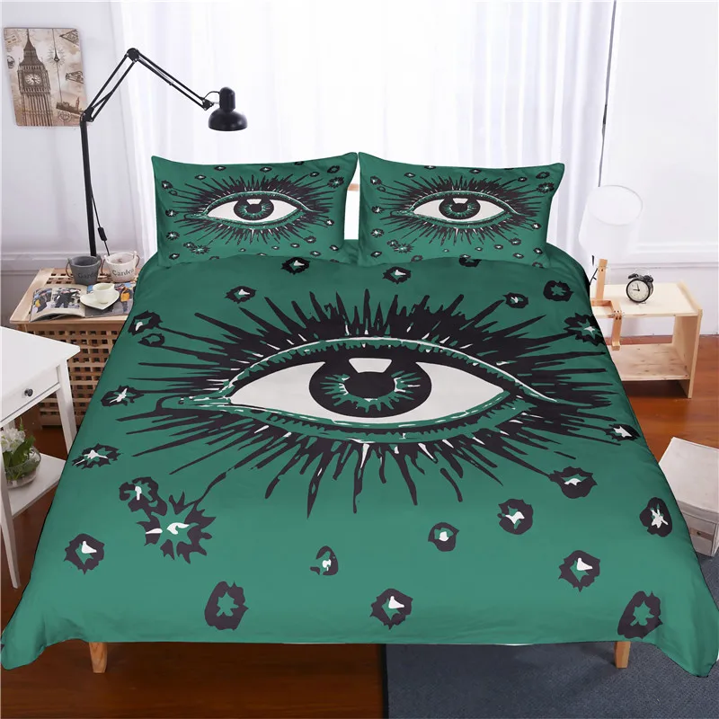 Green duvet cover with pillowcase King size European and American style bedding set 3D Bed set Twin size Bed Linen