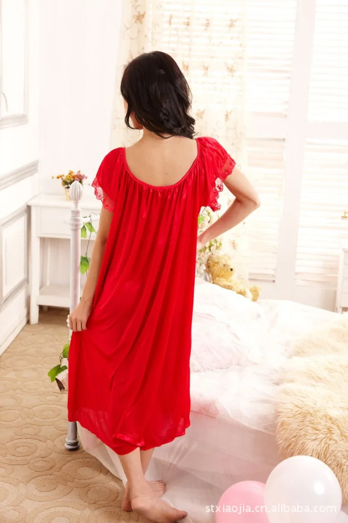Summer short-sleeve plus size plus size women\'s sleepwear viscose lace plus size mm nightgown lounge