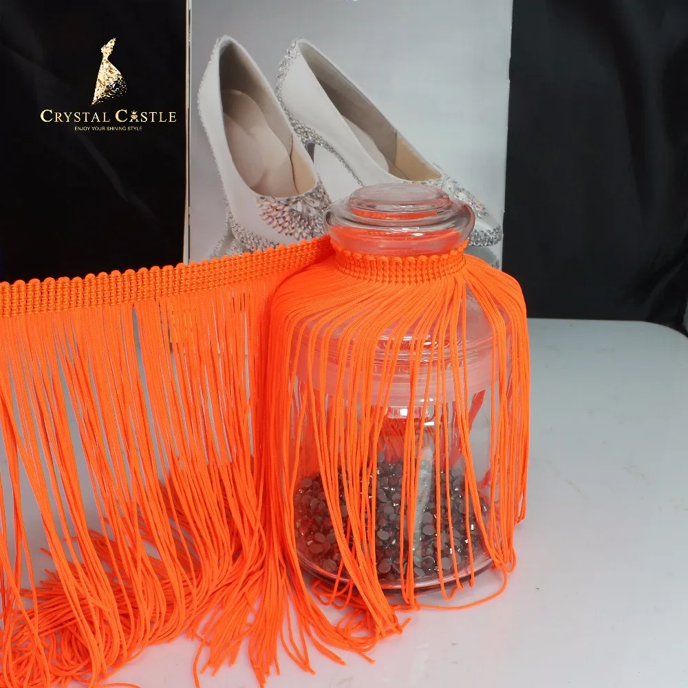 crystal castle 20cm orange soft curtain polyamide fringe trim latin clothes lace accessories bikini fringes tassel for dresses