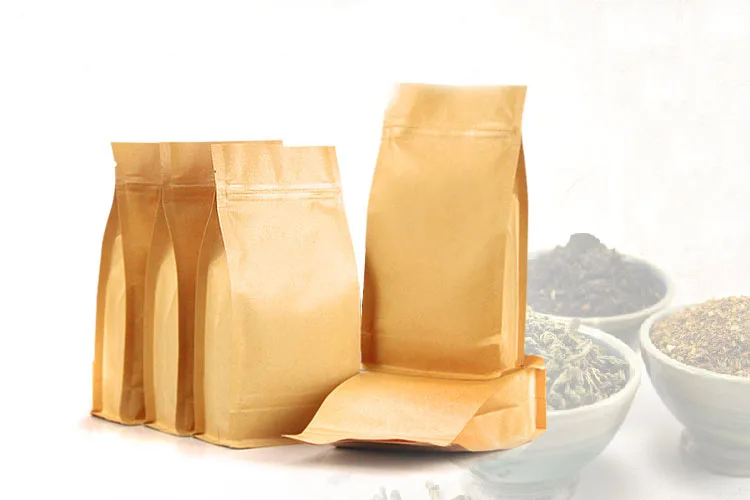 14*24+6 20pcs stand up brown Ziplock kraft paper bags boxes recyclable for wedding/Gift/Jewelry/Food/Candy Package Paper Box