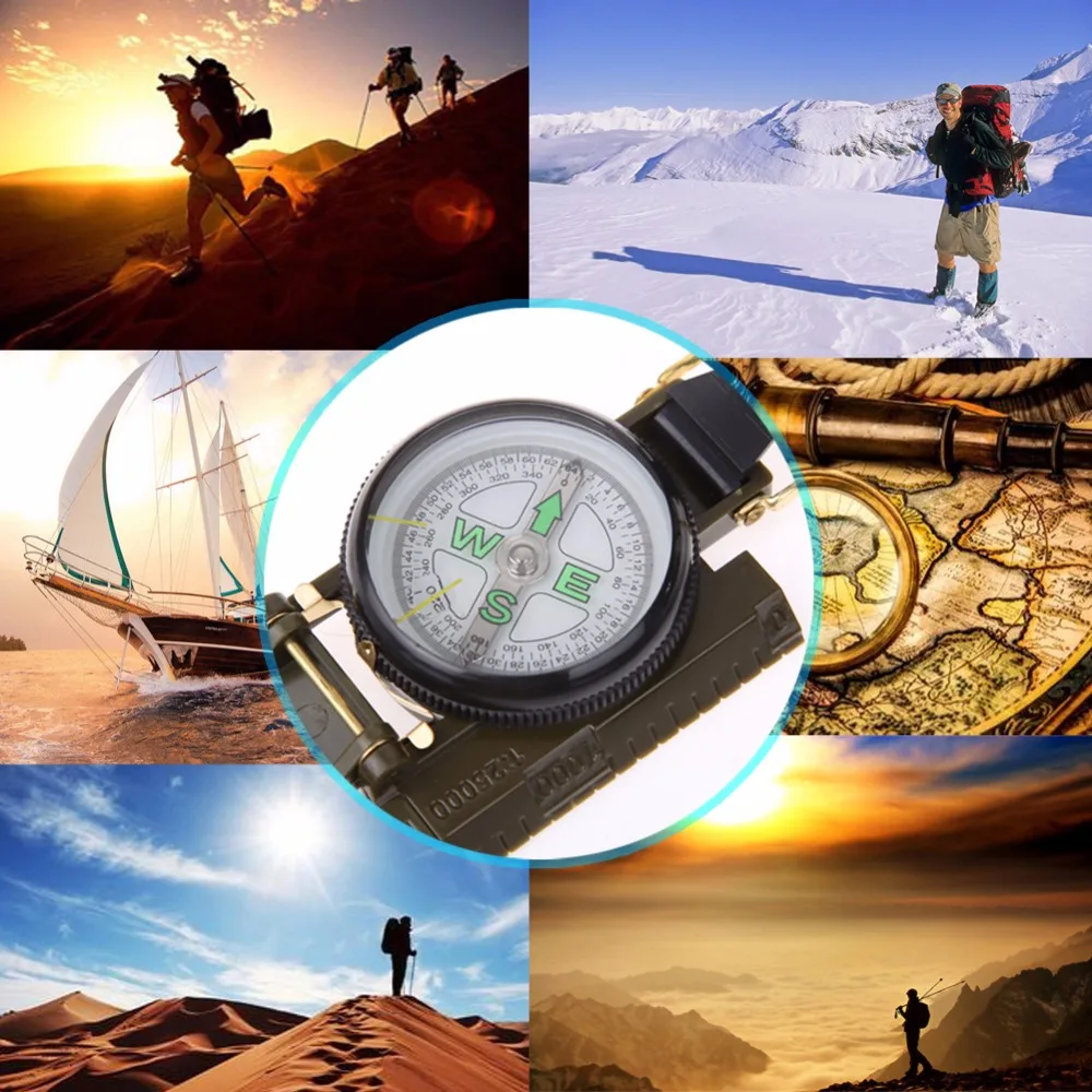 Portable Tactical Watch Folding Lens Compass Army Green Outdoor Camping Compass Military Tactical Kit Pocket bussola kompas