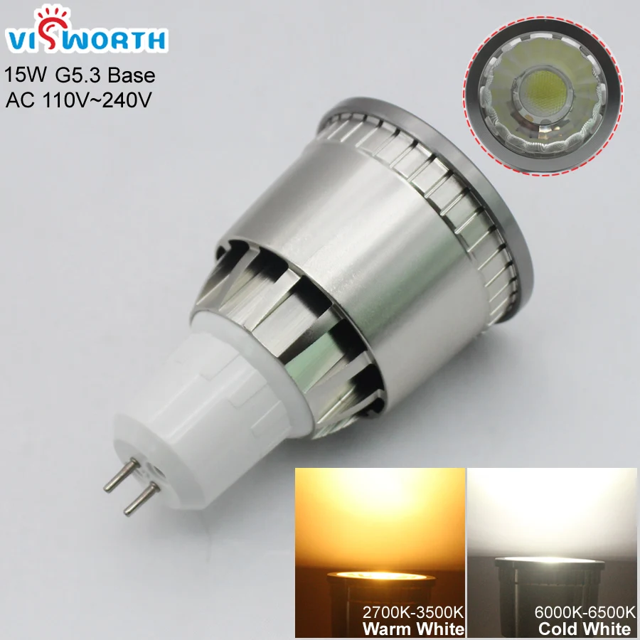 G5.3 Led Bulb 1.5W 3W 5W Led Spotlights SMD2835 9W 12W 15W MR16 Led Cup Light Aluminum Body Cob Ac 110V 220V arm Cold White