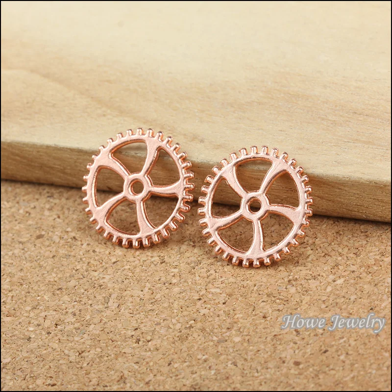 

100 pcs Charms Rose Gold-color zinc alloy Steampunk Gear Pendant Fit Bracelets Necklace DIY Metal Jewelry Making 20037