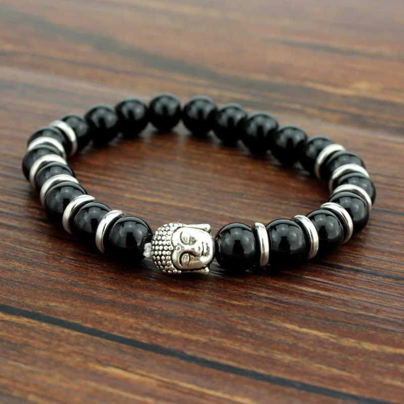 Tiger Eye Natural Stone bead Buddha Bracelets For Women and Men Buddha Lava Yoga Energy Black bracelet pulseras mujer