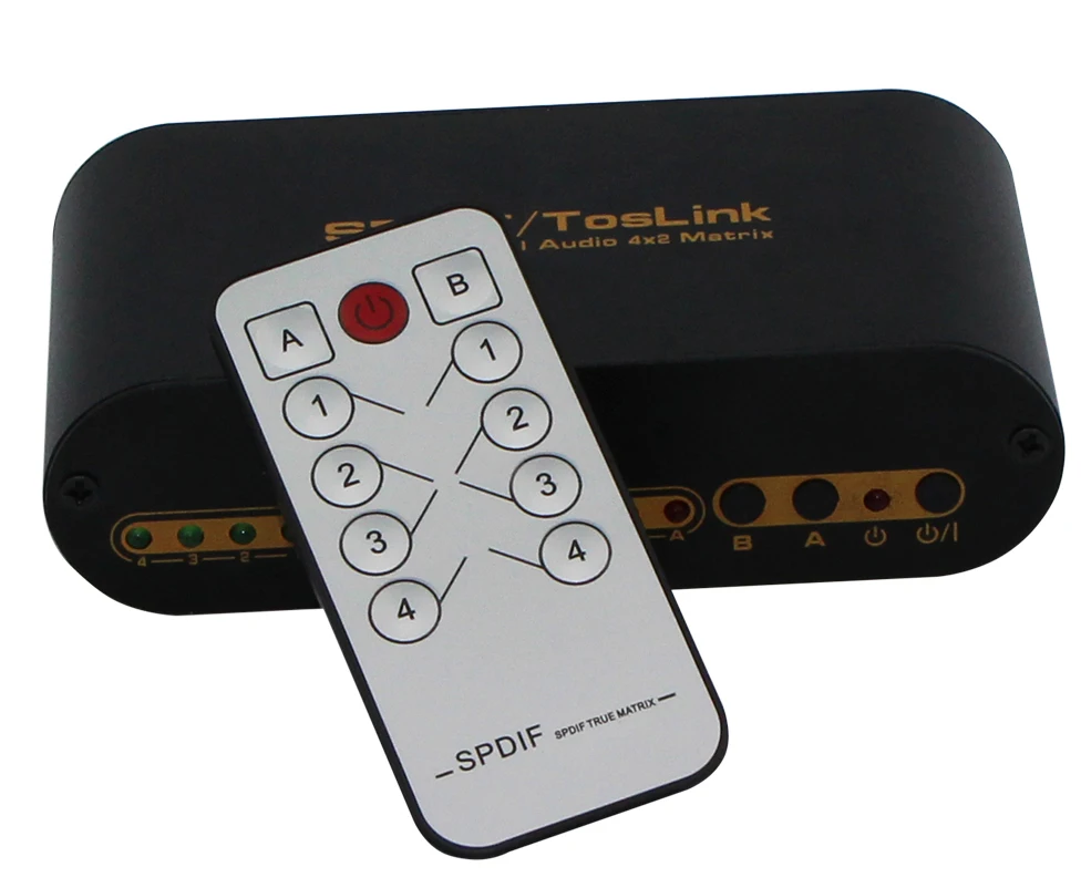 SPDIF/TOSLINK Optical Digital Audio True Matrix 4x2 Switcher/Splitter 4 In 2 Out Mar03