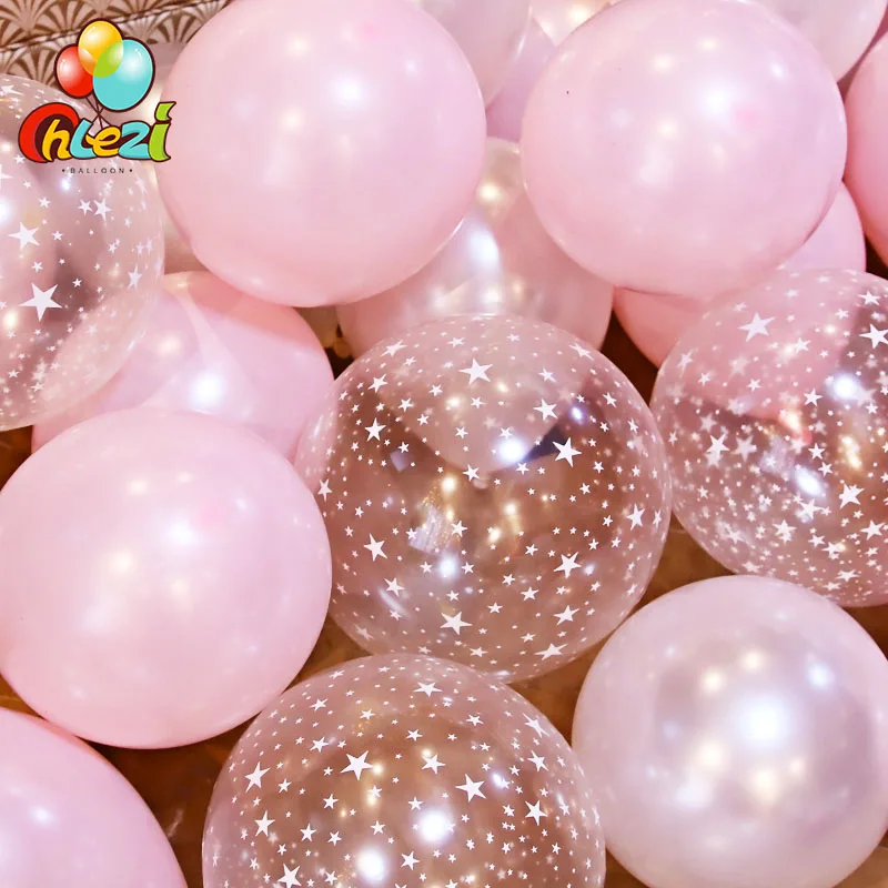 20pcs pink Clear black gold Mix latex foil balloons star shinning wedding Birthday Party decor supplies Kid' toys Baby shower