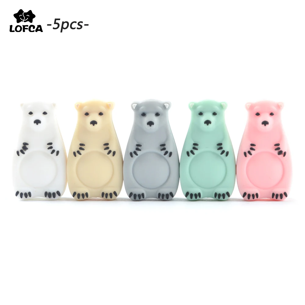 LOFCA 5pcs Mini Animal Beads Silicone Polar bear Beads Used in jewelry making necklace bracelet keychain jewelry accessories