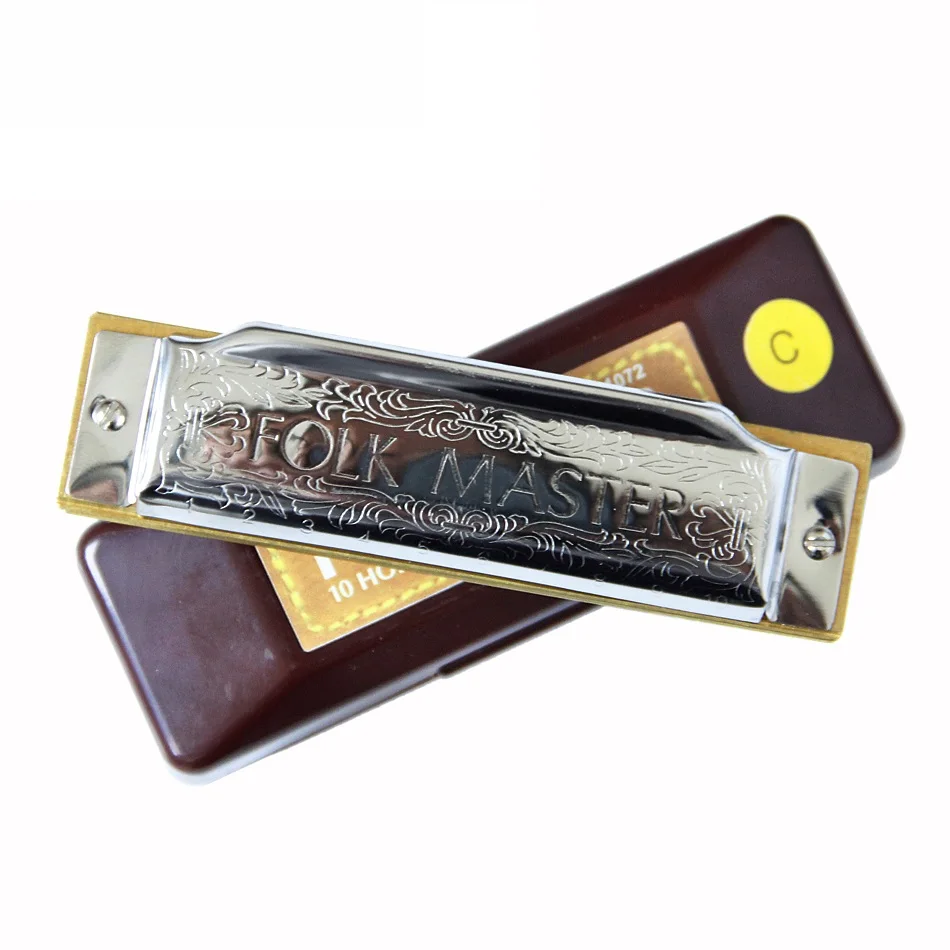 YUEKO Harmonica Suzuki Folkmaster Standard Beginner Diatonic Blues Harmonica 10 Holes Key of C Musical Gift