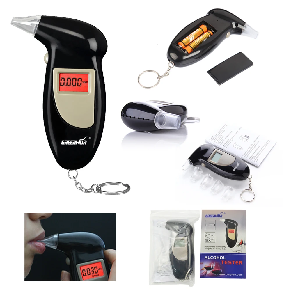 GREENWON Professional Digital Breath Alcohol Tester Detector Meter Breathalyzer Portable Key Chain Gas Analyzer Breathlyser