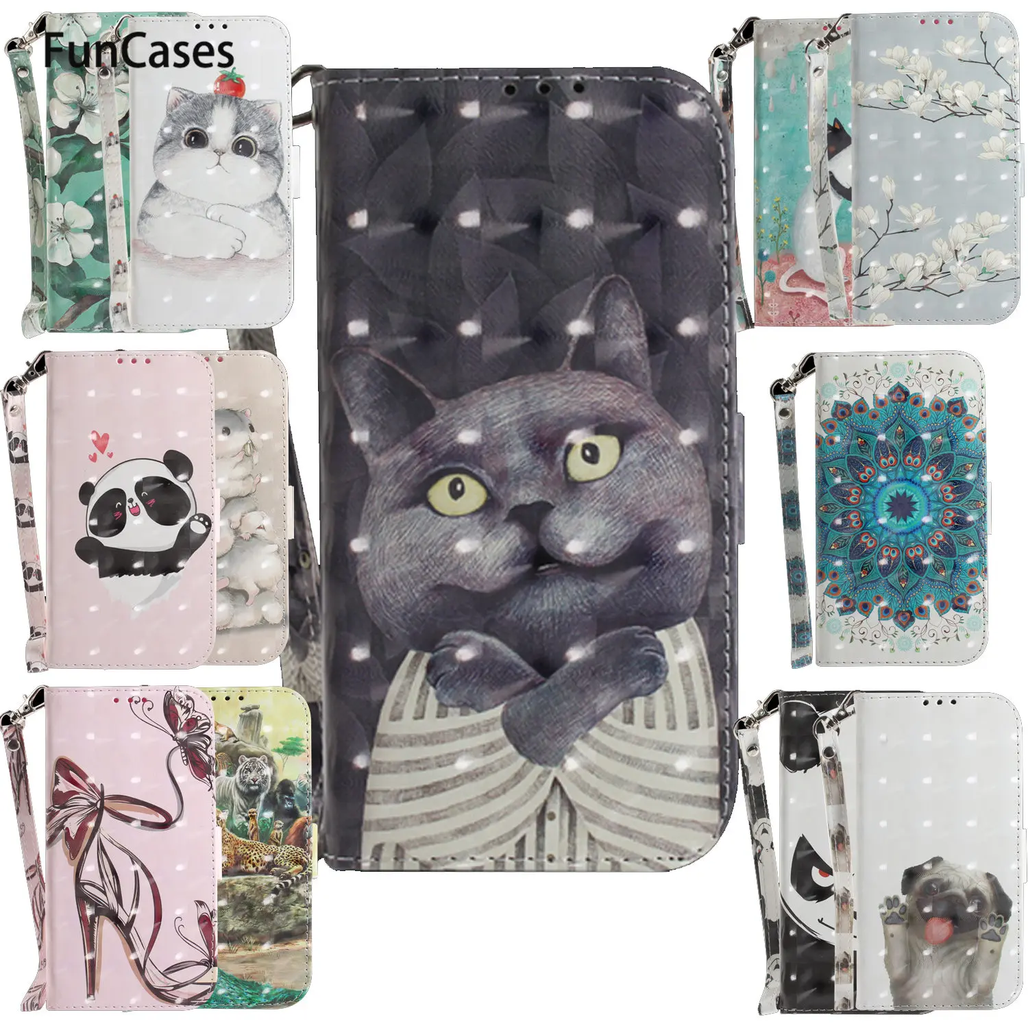 Squirrel PU Leather Wallet Case For accesorios Huawei Y9 2019 3D Painted Phone Bag sFor Huawei telefoon Enjoy 9 Plus Capinha