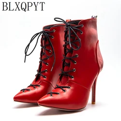 BLXQPYT Big Size 34-47 Ankle boots for women Fashion High Heels 10cm Winter Autumn Boots  Party Wedding Shoes Pumps  Shoes 584-3