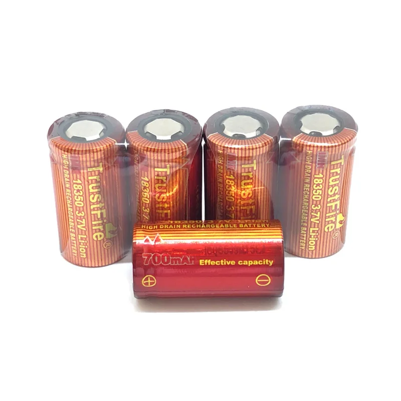 2 unids/lote TrustFire IMR 18350 700mAh 3,7 V batería de litio recargable baterías de alto consumo celda para cigarrillos electrónicos linternas LED