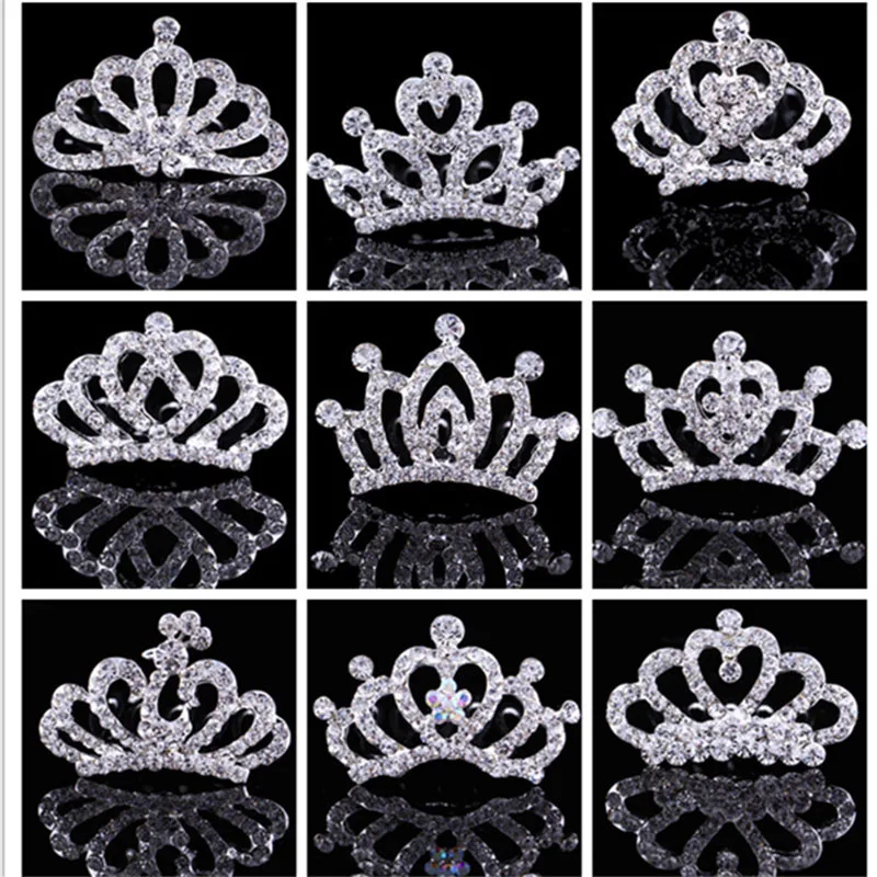 Shiny Rhinestone Hair Clip Small Girls Diadem Crown Tiara Children Head Hair Jewelry Accessories for Hair Ornaments Baby Hairpin