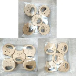 10pc Baby Teethers Food Grade Beech Wood Teething Toy Bear Diy Nursing Necklace Animal Baby Product Bpa Free Wooden Teether