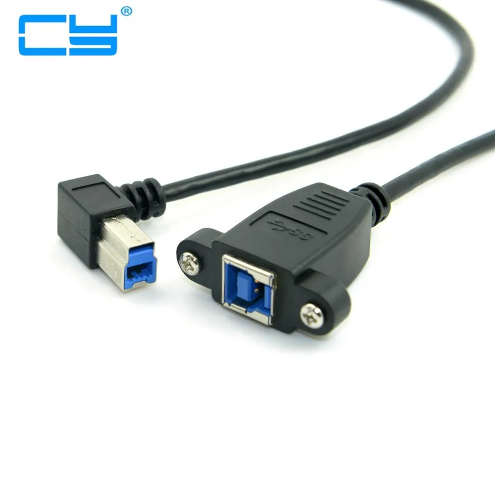 

Black USB 3.0 USB3.0 Back Panel Mount B Type Female To Right Angled 90 Degree B Type Male Extension Cable adapter connector