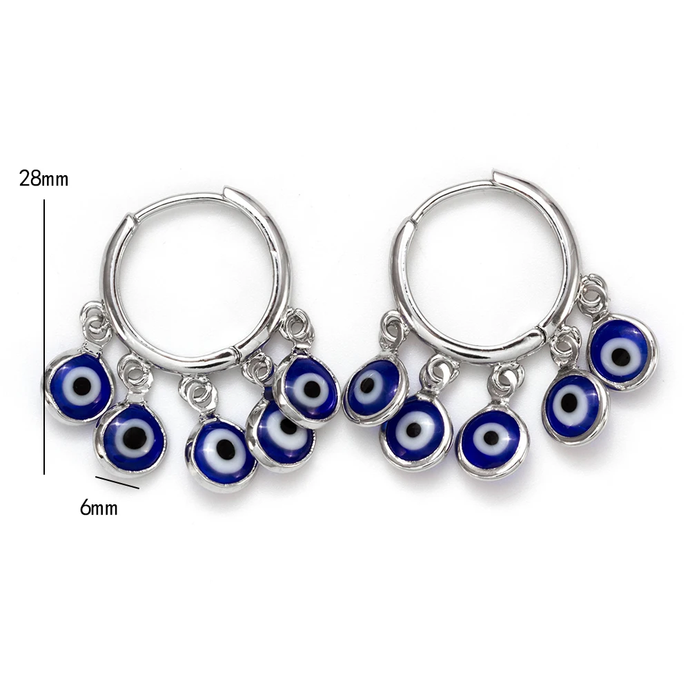 Lucky Eye Blue Evil Eye Charms Earrings Tassel Beads Drop Earrings Without Piercing For Women Girl Jewelry EY5354