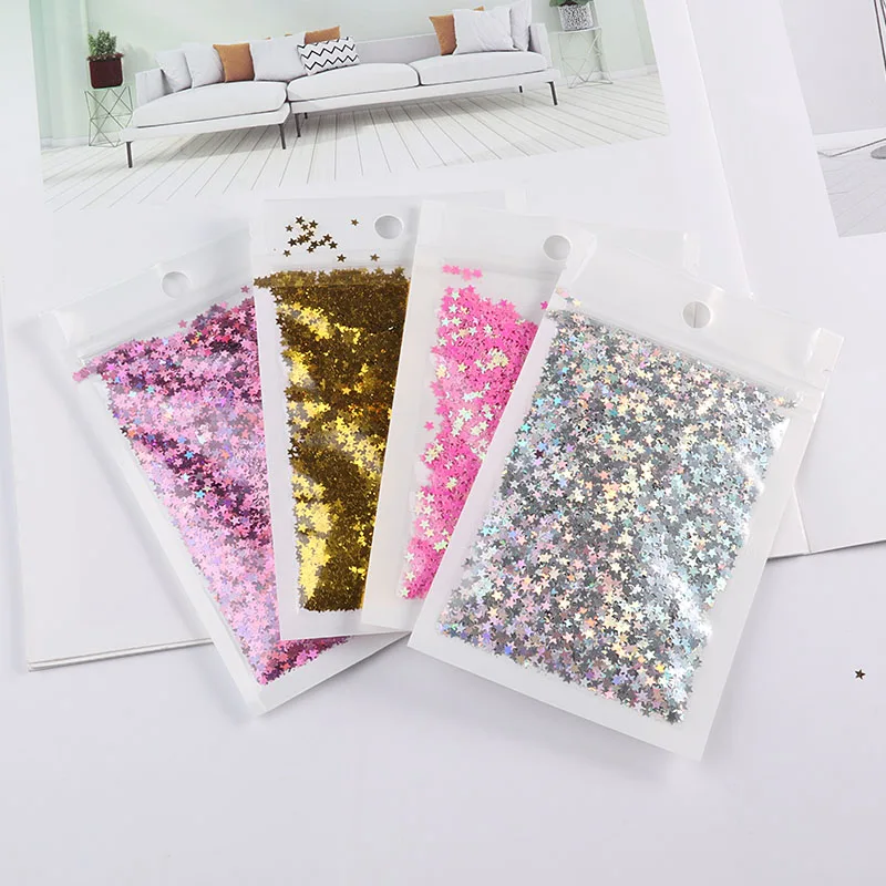 Ultrathin Glitter Paillettes 3mm Laser Silver Star Nail Sequin Eo-Friendly PET Sequins for DIY Nail Art Manicure Decorations 10g