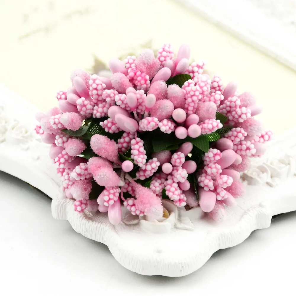 12pcs mini Bud Stamens Family Garden Handmade Artificial Bouquet Wedding Merry Christmas Decoration DIY Pearl Craft Fake Flowers