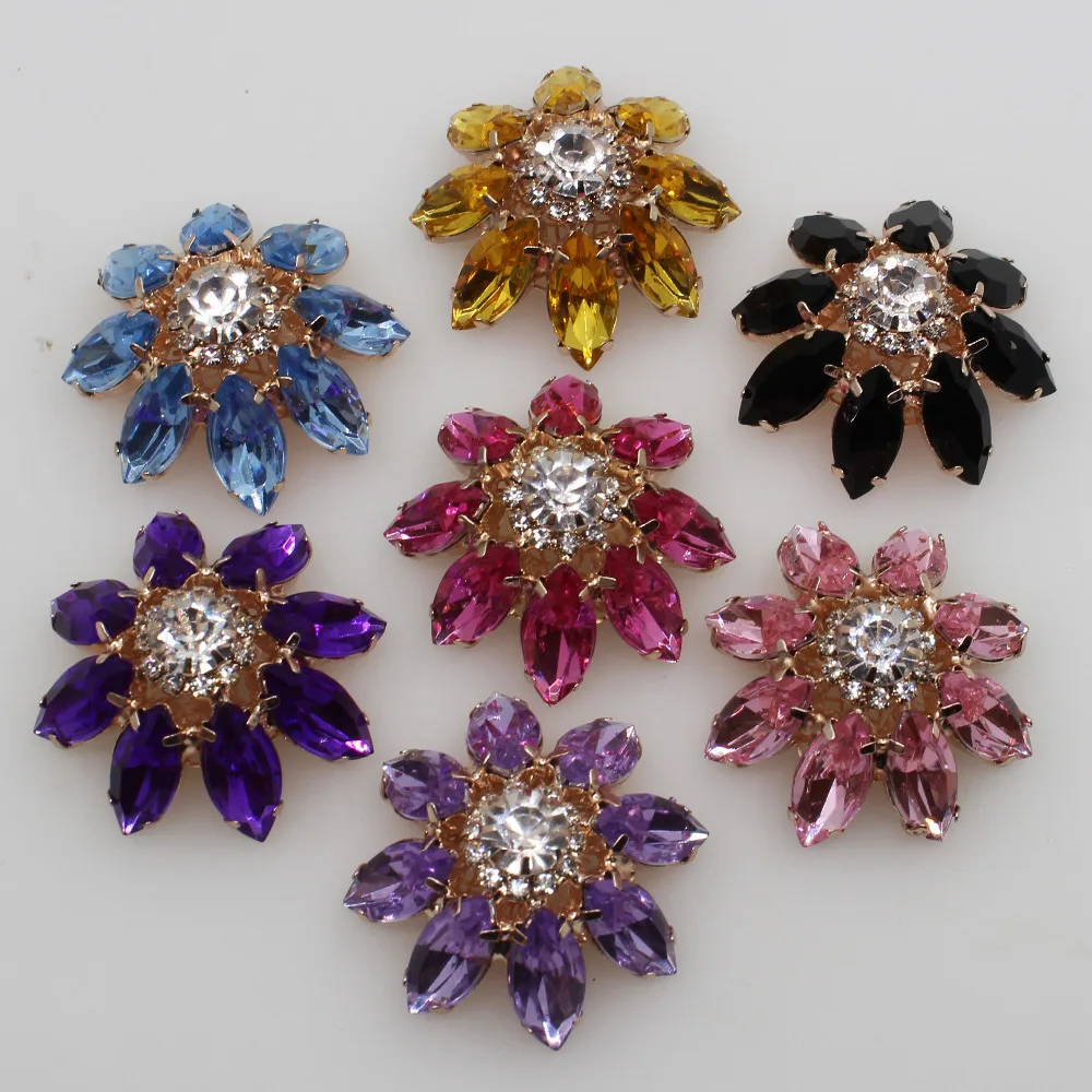 Fashion Shank 5Pc 31mm Metal Rhinestone Sweater Button Clothing Crafts Accessories Wedding Handmade Decorative Buttons