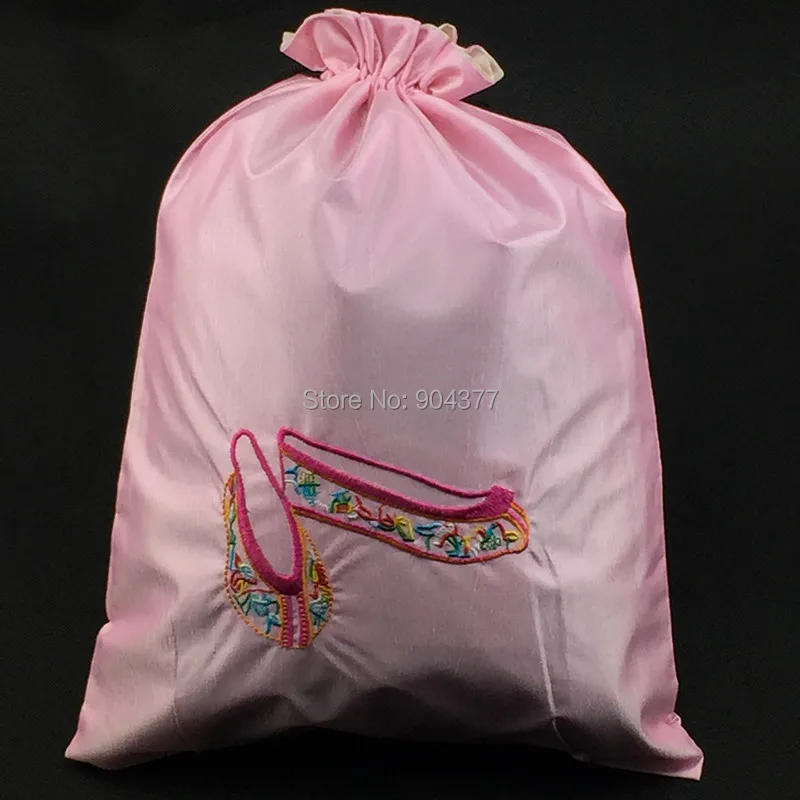 

30pcs High End Embroidery Dance Shoe Dust Bags Portable Fabric Storage Dust Cover Gift Packaging Satin Cloth Drawstring Pouches