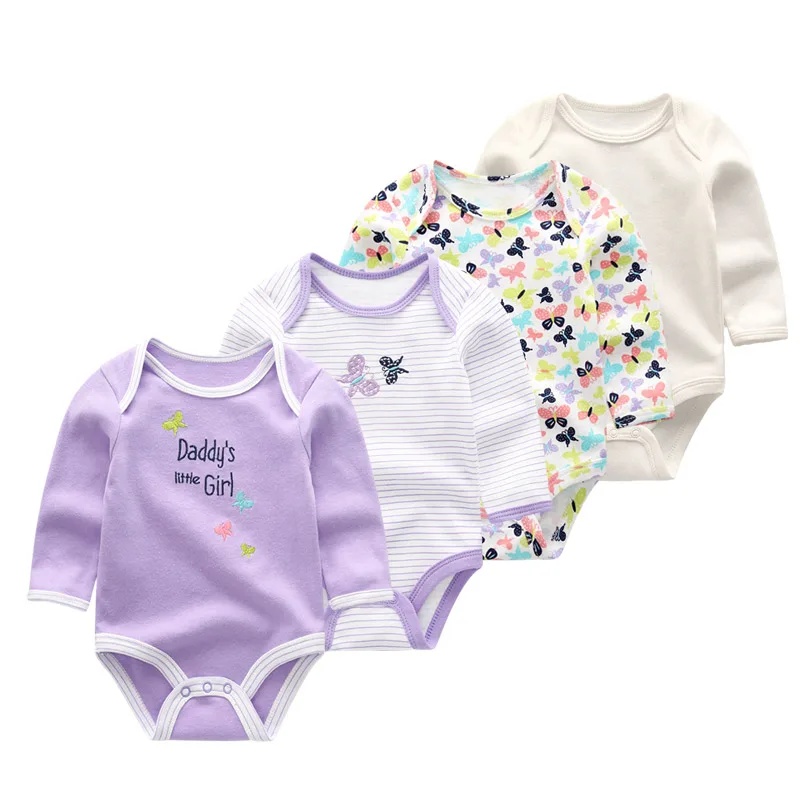 4pcs/lot Newborn Baby Onesies Long-sleeved Triangle Romper Baby Boy Girls Clothes Girls Baby Onesies 0-12m